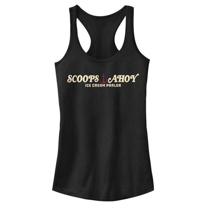 fifth sun Junior's Stranger Things Scoops Ahoy Nautical Logo Racerback Tank Top