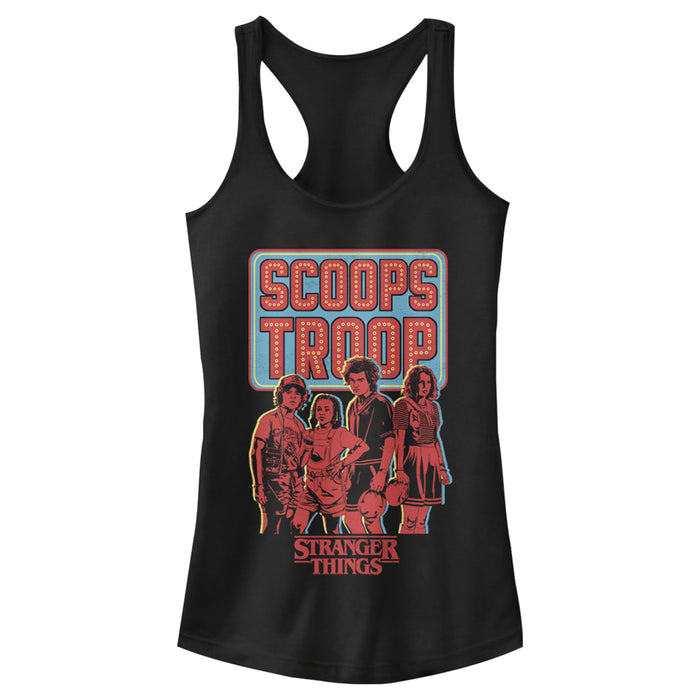 fifth sun Junior's Stranger Things Scoops Troop Character Pose Racerback Tank Top