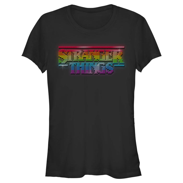 fifth sun Junior's Stranger Things Sparkling Rainbow Logo T-Shirt