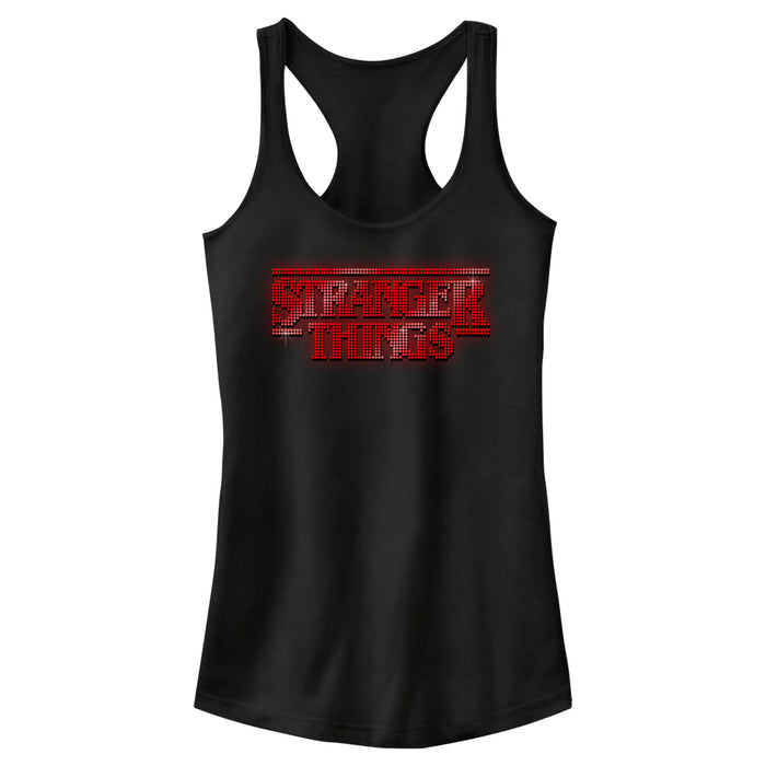 fifth sun Junior's Stranger Things Sparkly Red Marble Logo Racerback Tank Top