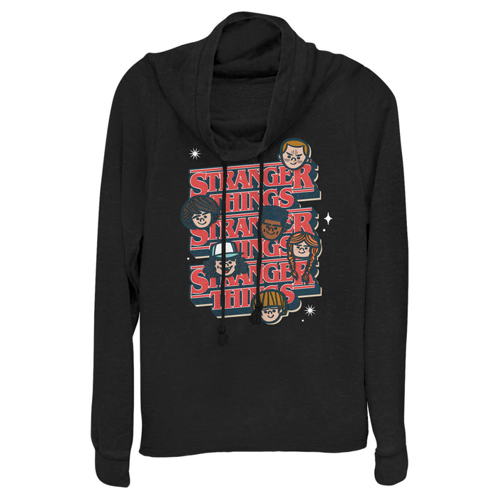 fifth sun Junior's Stranger Things The Gang Cartoon Logo Cowl Neck Sweatshirt