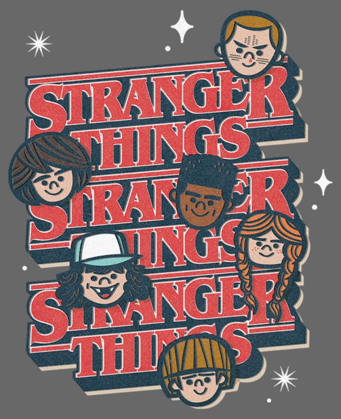 Fifth Sun Junior's Stranger Things The Gang Cartoon Logo T-Shirt