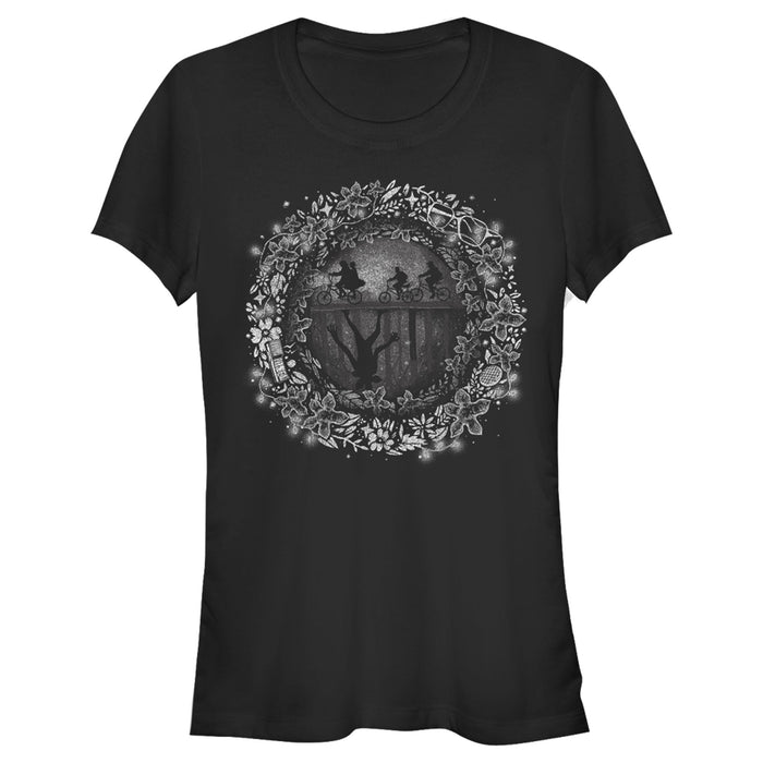fifth sun Junior's Stranger Things Upside Down Wreath T-Shirt