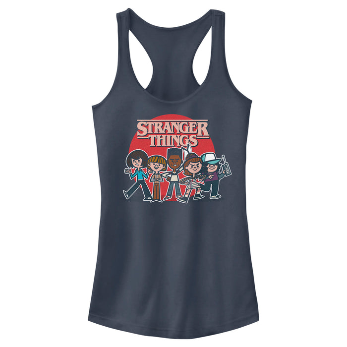 fifth sun Junior's Stranger Things Vintage Cartoon Friends Racerback Tank Top