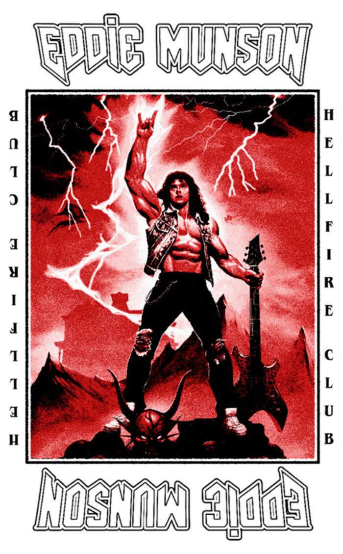Fifth Sun Junior's Stranger Things White Hellfire Club Rockstar Eddie Munson T-Shirt