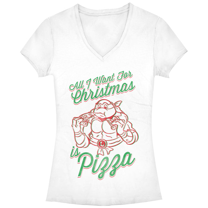 fifth sun Junior's Teenage Mutant Ninja Turtles Christmas I want Pizza T-Shirt