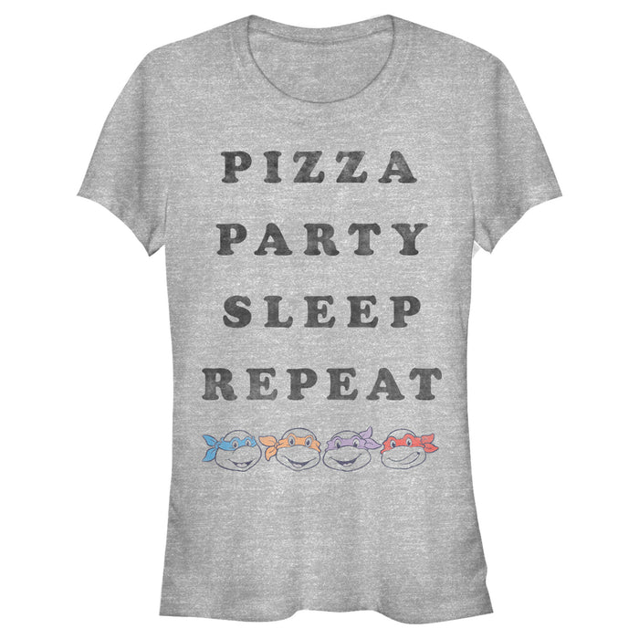 fifth sun Junior's Teenage Mutant Ninja Turtles Distressed Pizza Party Sleep Repeat T-Shirt
