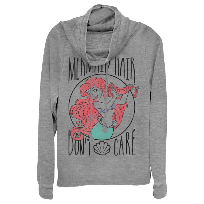 fifth sun Junior's The Little Mermaid Ariel Hair Don't Care Cowl Neck Sweatshirt