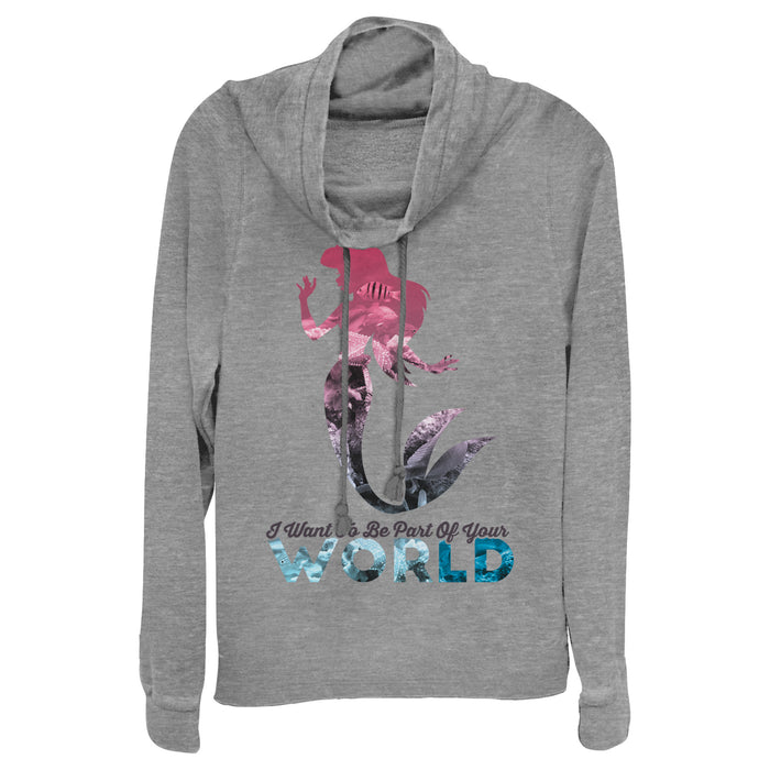 fifth sun Junior's The Little Mermaid Ariel Part of Your World Cowl Neck Sweatshirt