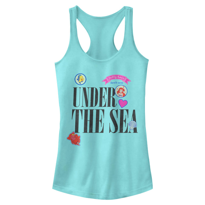 fifth sun Junior's The Little Mermaid Ariel Stickers Racerback Tank Top