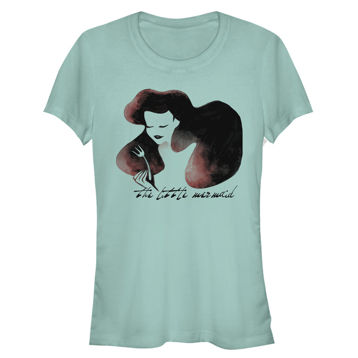 Fifth Sun Junior's The Little Mermaid Ariel Watercolor Fork Print T-Shirt