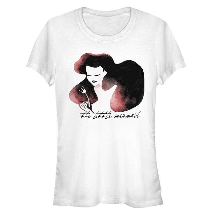 Fifth Sun Junior's The Little Mermaid Ariel Watercolor Fork Print T-Shirt