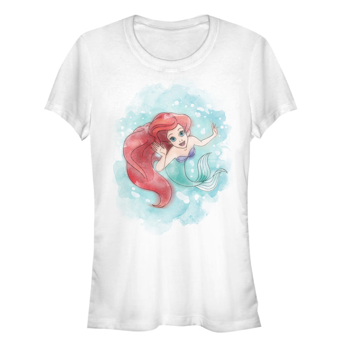 fifth sun Junior's The Little Mermaid Ariel Watercolor Print T-Shirt