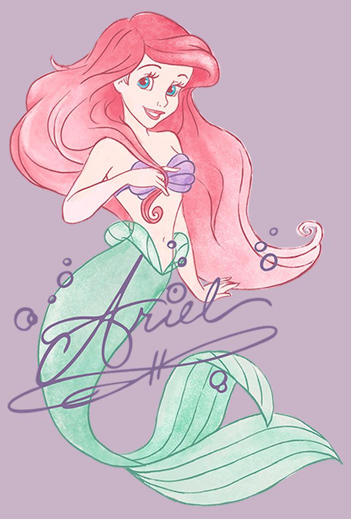 Fifth Sun Junior's The Little Mermaid Ariel Watercolor Signature T-Shirt