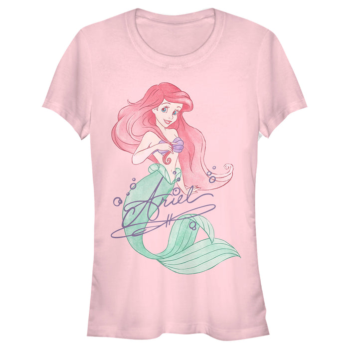 Fifth Sun Junior's The Little Mermaid Ariel Watercolor Signature T-Shirt