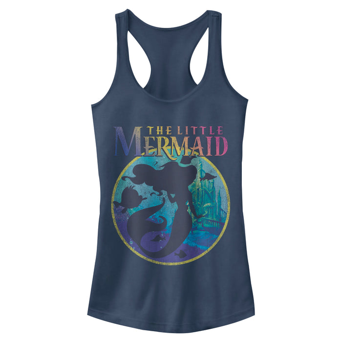 fifth sun Junior's The Little Mermaid Rainbow Silhouette Racerback Tank Top