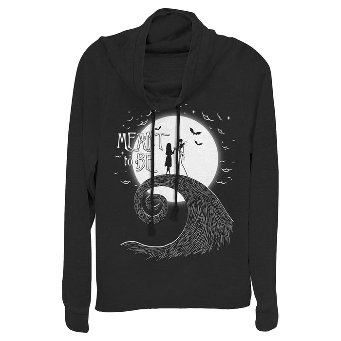 fifth sun Junior's The Nightmare Before Christmas Halloween Jack Skellington Sally Meant to Be Cowl Neck Sweatshirt