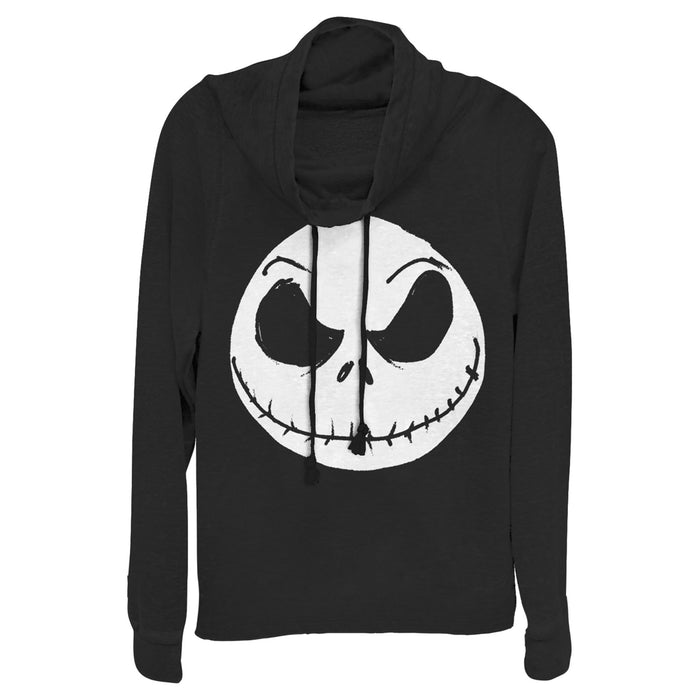 fifth sun Junior's The Nightmare Before Christmas Halloween Jack Skellington Big Face Cowl Neck Sweatshirt