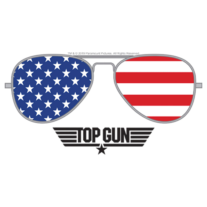 Fifth Sun Junior's Top Gun American Flag Aviator Sunglasses Logo T-Shirt