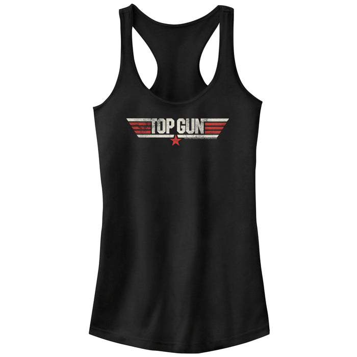 fifth sun Junior's Top Gun Distressed Movie Logo Racerback Tank Top