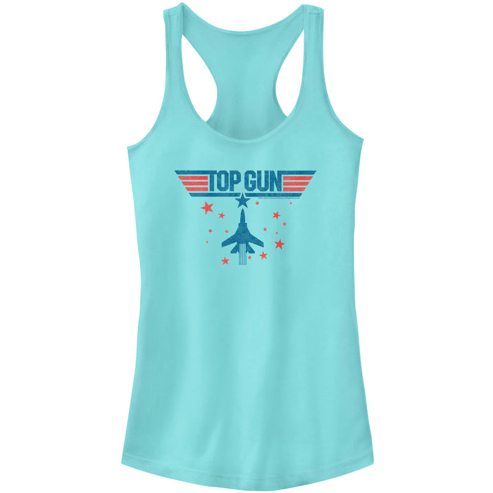 fifth sun Junior's Top Gun Fighter Jet and Stars Logo Racerback Tank Top