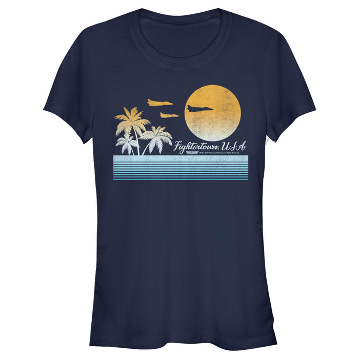 fifth sun Junior's Top Gun Retro Landscape Fightertown USA T-Shirt