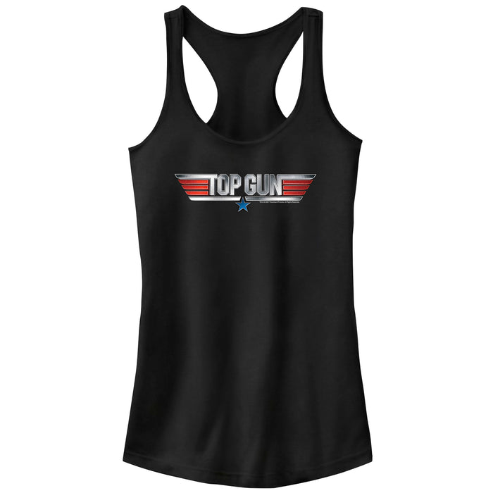 fifth sun Junior's Top Gun Shiny Chrome 3D Movie Logo Racerback Tank Top