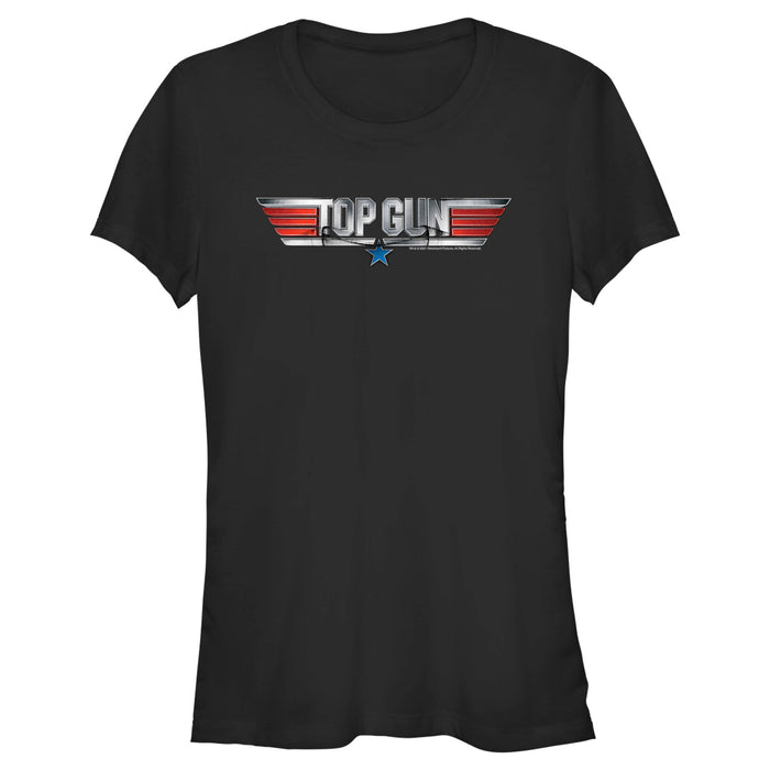 fifth sun Junior's Top Gun Shiny Chrome 3D Movie Logo T-Shirt
