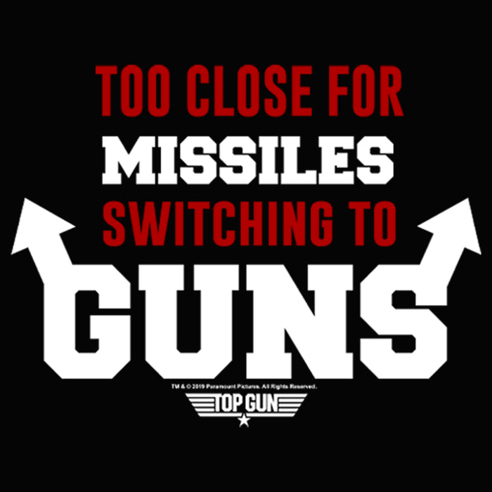 Fifth Sun Junior's Top Gun Too Close For Missiles Switching To Guns Racerback Tank Top
