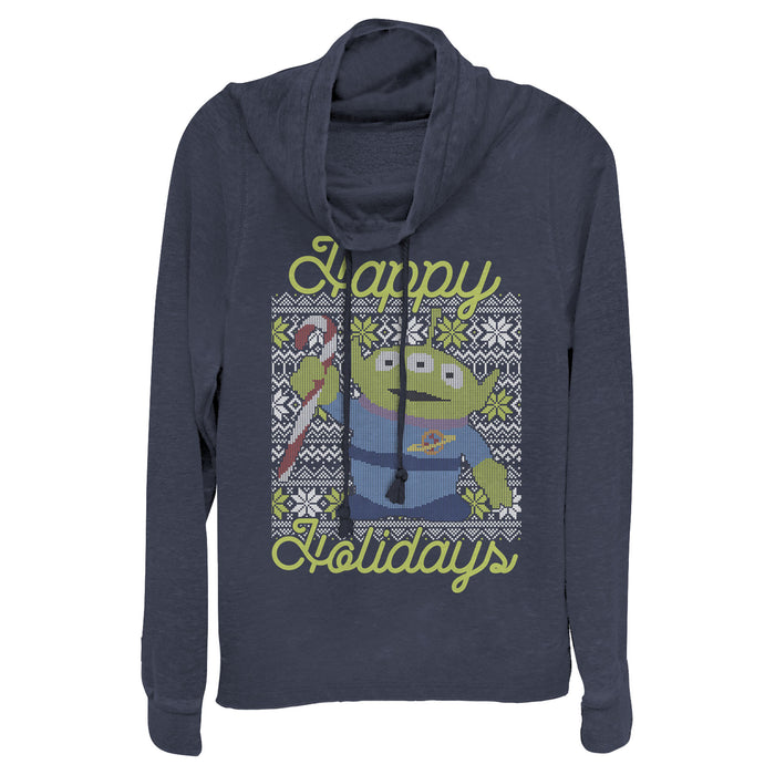 fifth sun Junior's Toy Story Christmas Alien Holidays Cowl Neck Sweatshirt