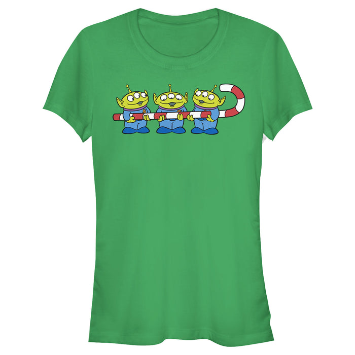 fifth sun Junior's Toy Story Christmas Candy Cane Alien T-Shirt
