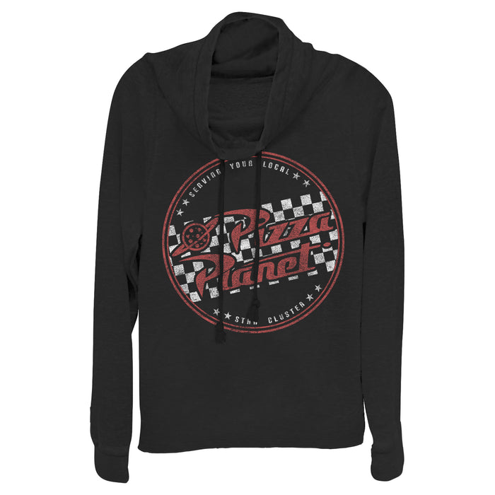 fifth sun Junior's Toy Story Serving Local Pizza Planet Cowl Neck Sweatshirt