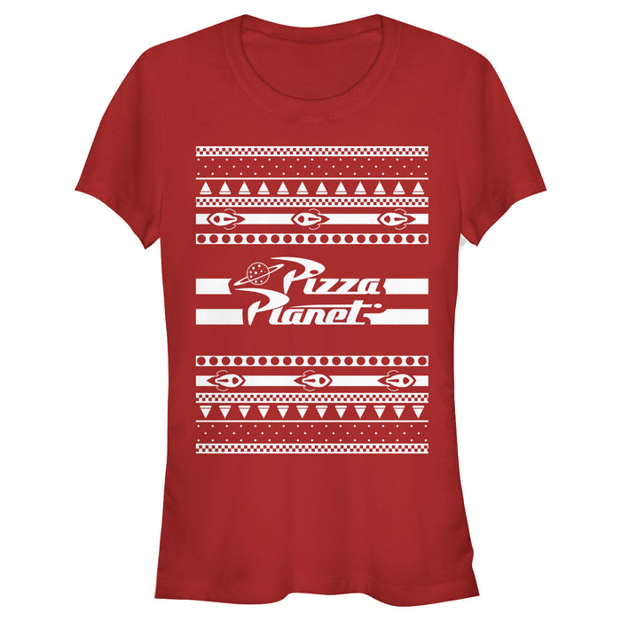 fifth sun Junior's Toy Story Ugly Christmas Pizza Planet T-Shirt