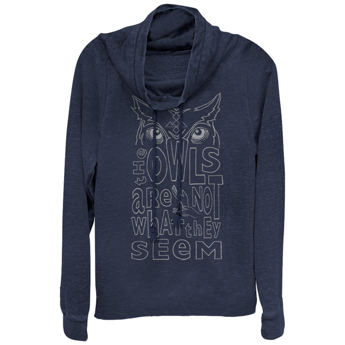 fifth sun Junior's Twin Peaks Owls Are Not What They Seem Cowl Neck Sweatshirt