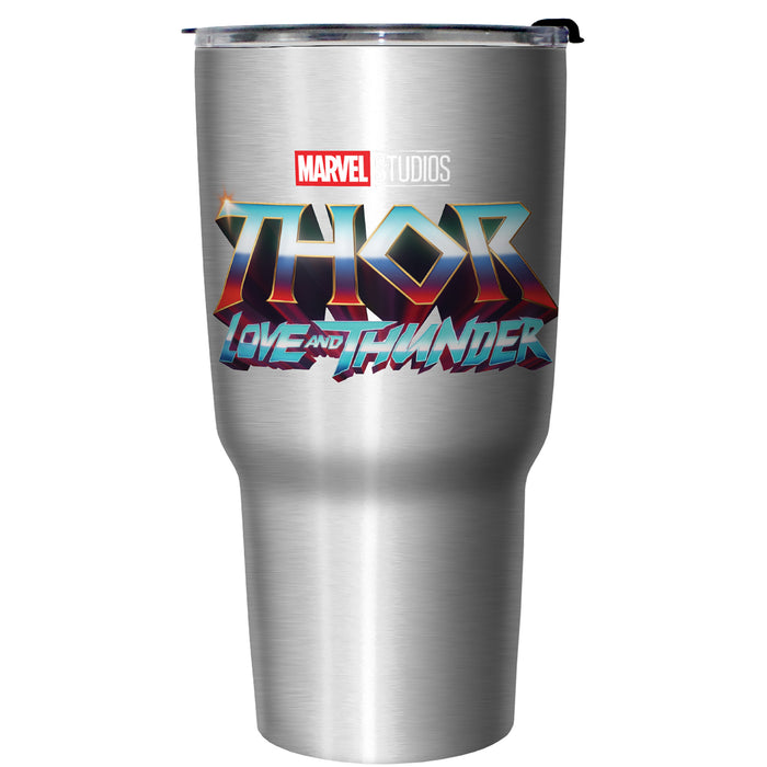 Fifth Sun Marvel: Thor: Love And Thunder Metallic Logo Stainless Steel Tumbler With Lid