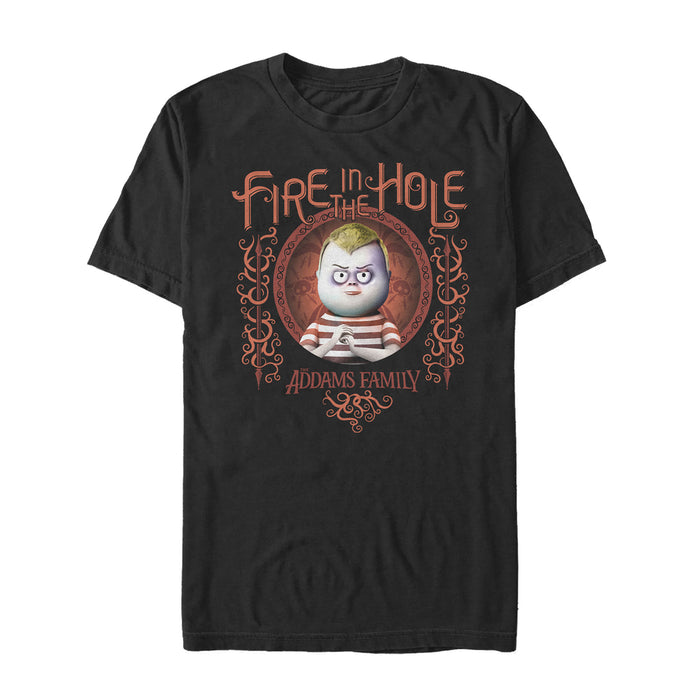fifth sun Men's Addams Family Pugsley Fire in the Hole T-Shirt