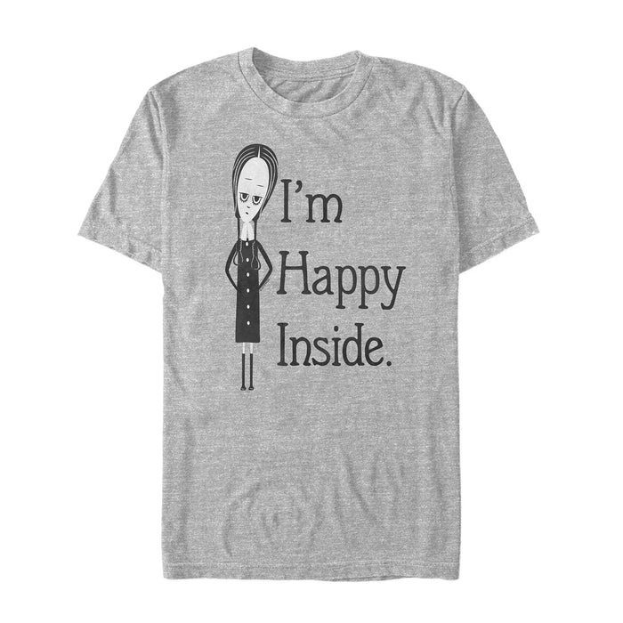 fifth sun Men's Addams Family Wednesday Happy Inside T-Shirt