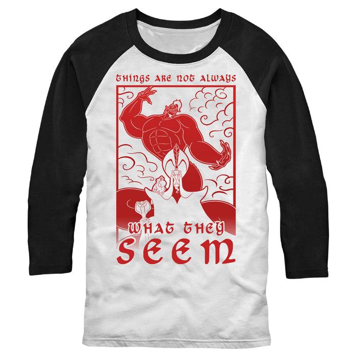 fifth sun Men's Aladdin Jafar Not Always What It Seems Baseball Tee