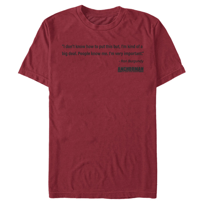 fifth sun Men's Anchorman Ron Burgundy Important T-Shirt