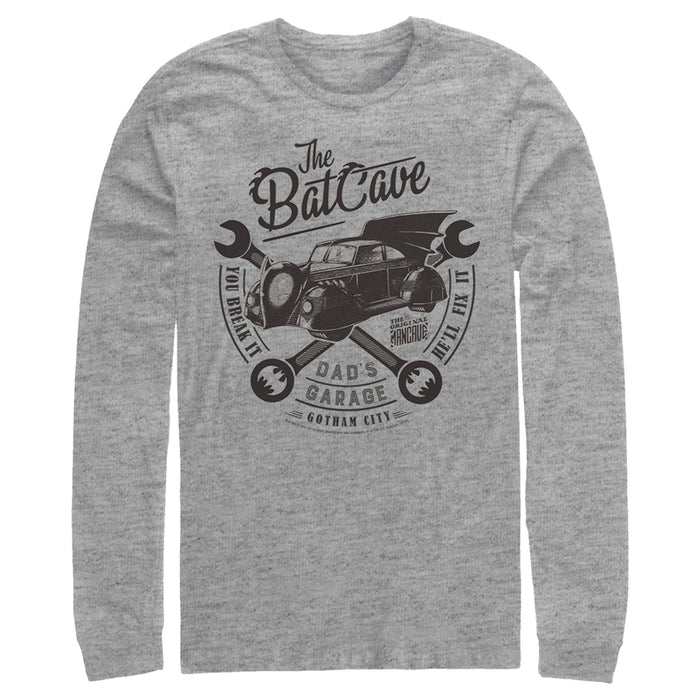 Fifth Sun Men's Batman Bat Cave Dad's Garage Long Sleeve Shirt