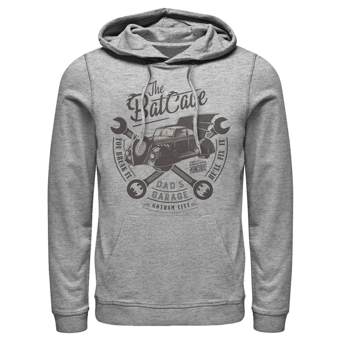 fifth sun Men's Batman Bat Cave Dad's Garage Pull Over Hoodie