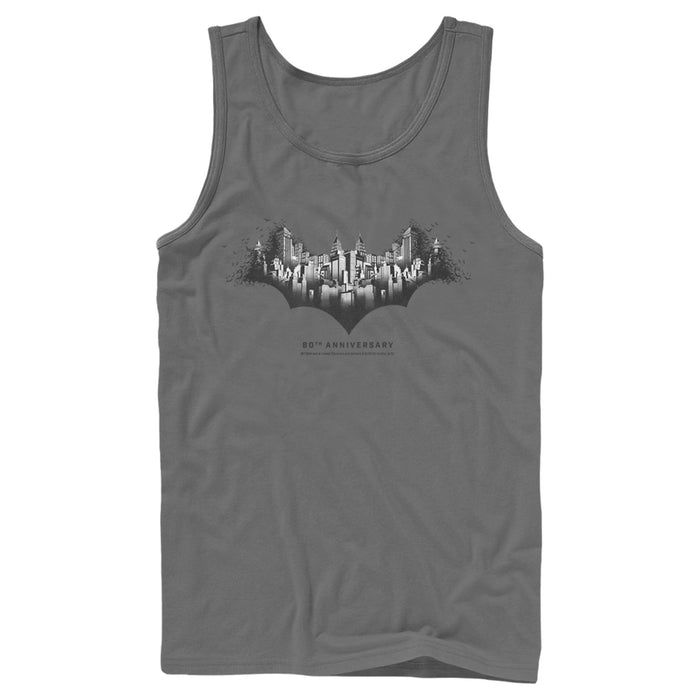 Fifth Sun Men's Batman Gotham Skyline Bat Shape Tank Top