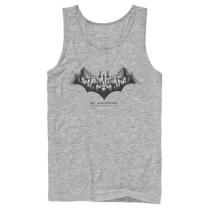 Fifth Sun Men's Batman Gotham Skyline Bat Shape Tank Top