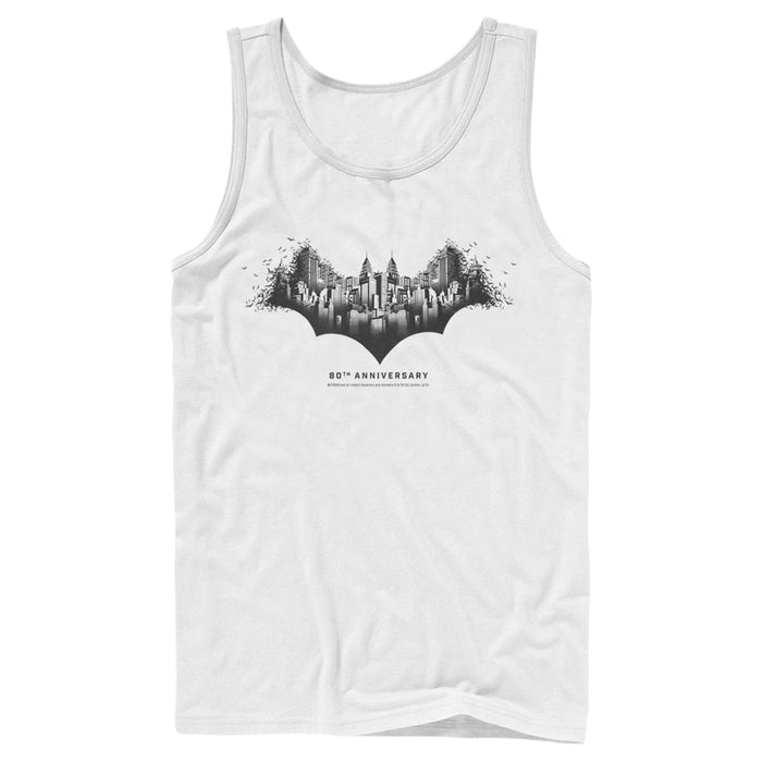 fifth sun Men's Batman Gotham Skyline Bat Shape Tank Top