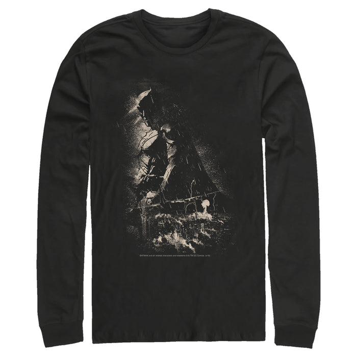 fifth sun Men's Batman Grunge Hero in Shadow Long Sleeve Shirt
