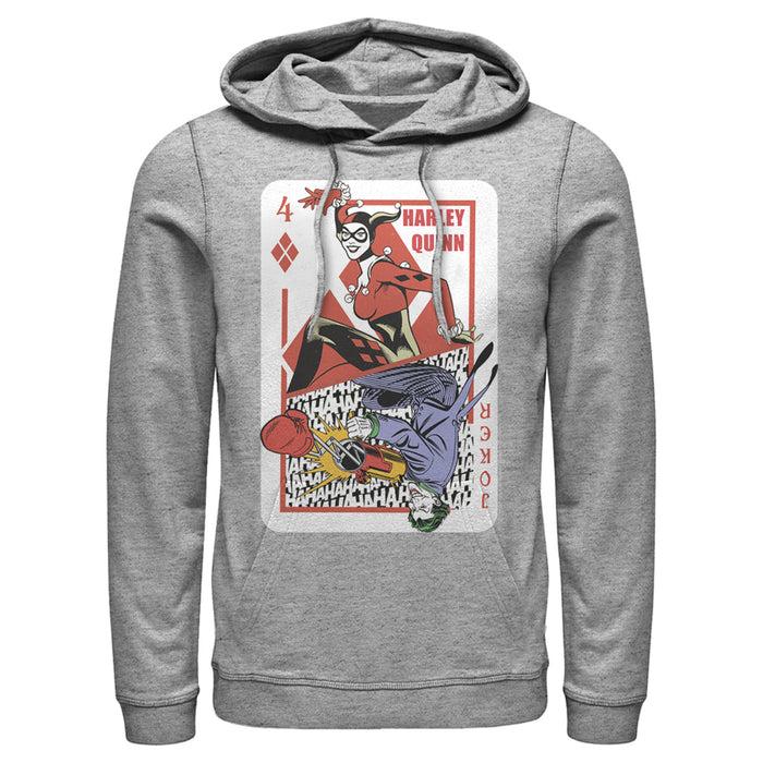 Fifth Sun Men's Batman Harley Quinn Joker Poker Card Pull Over Hoodie