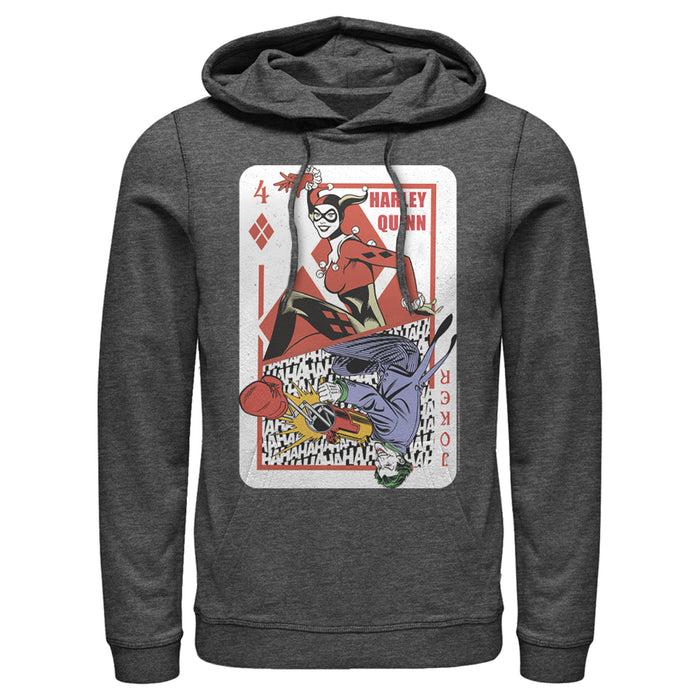 Fifth Sun Men's Batman Harley Quinn Joker Poker Card Pull Over Hoodie