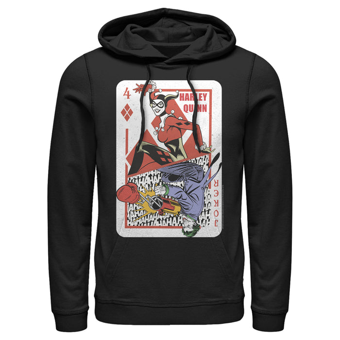 Fifth Sun Men's Batman Harley Quinn Joker Poker Card Pull Over Hoodie