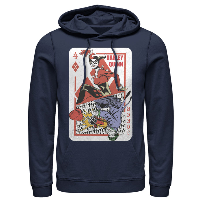 fifth sun Men's Batman Harley Quinn Joker Poker Card Pull Over Hoodie