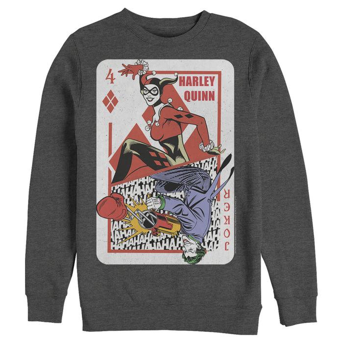 Fifth Sun Men's Batman Harley Quinn Joker Poker Card Sweatshirt